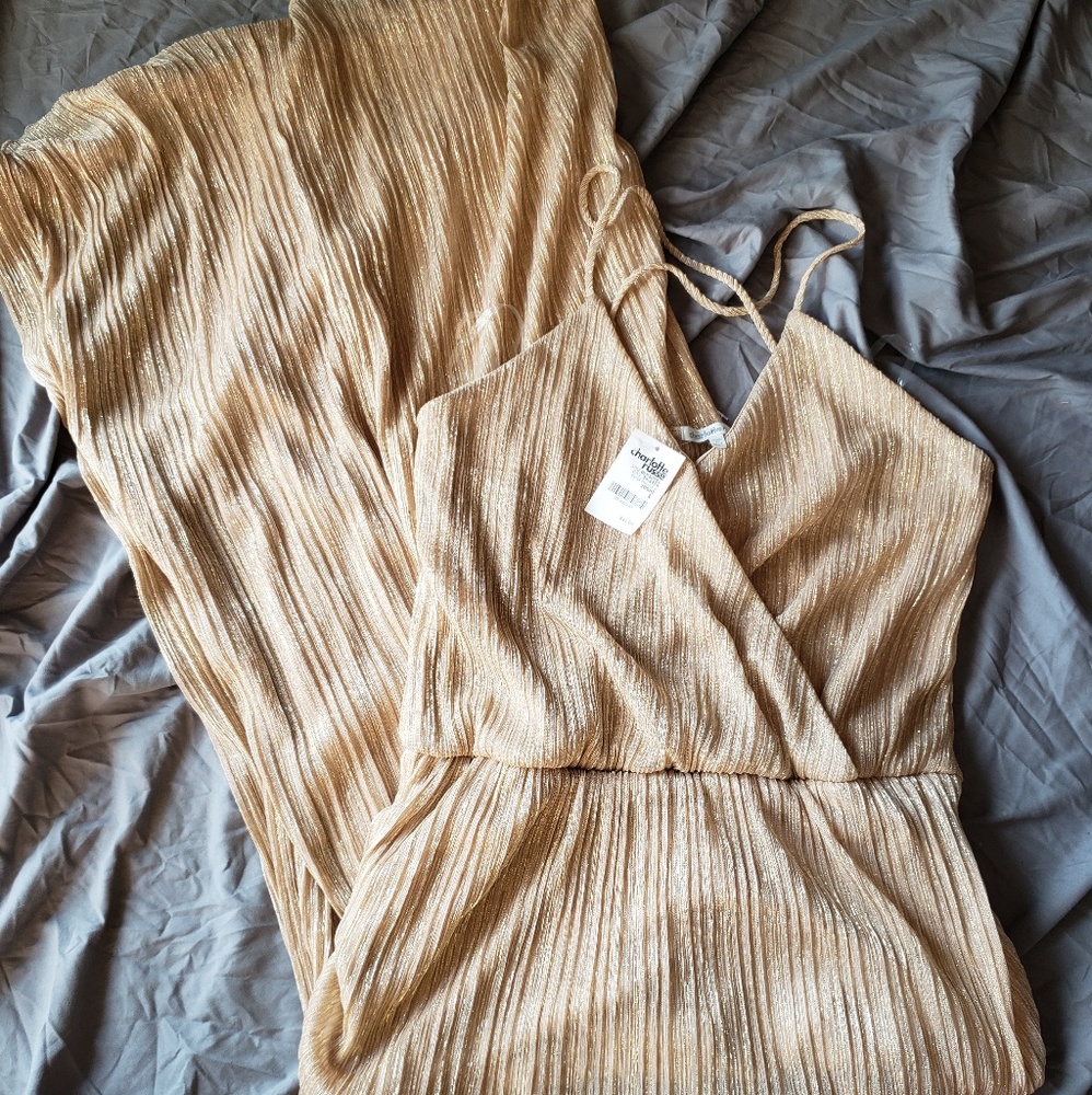 NWT Charlotte Russe Gold Maxi Dress